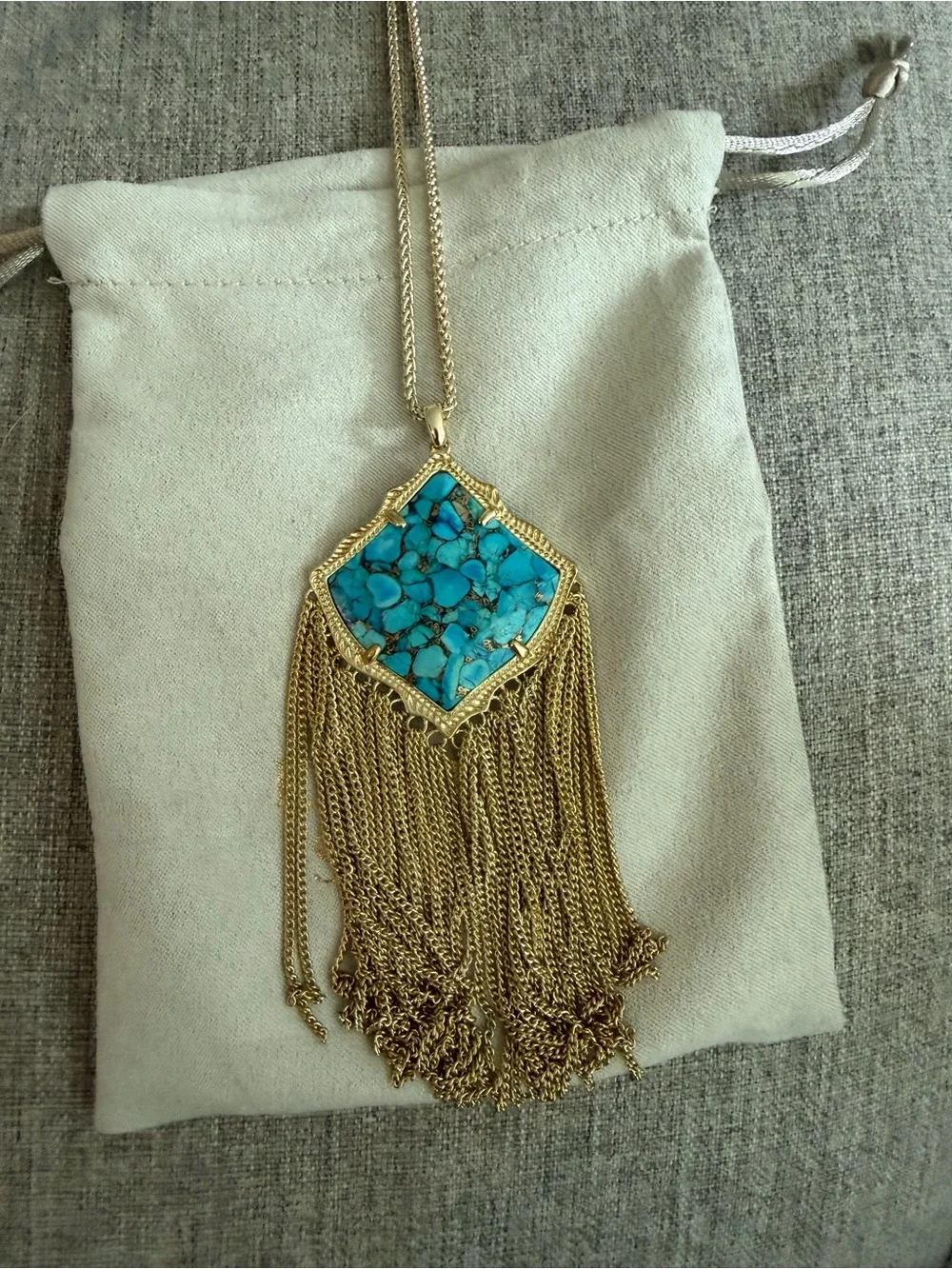 Kendra Scott Gold/Turquoise Kingston Necklace